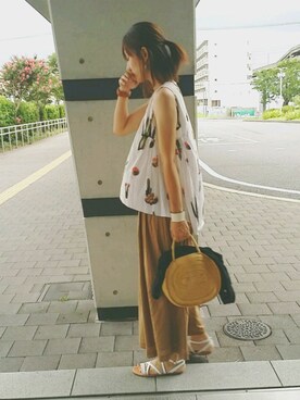 「BEAMS（ビームス）のアイテム（かごバッグ）」を使った、waseさん（レディース・171cm）の夏コーディネート
