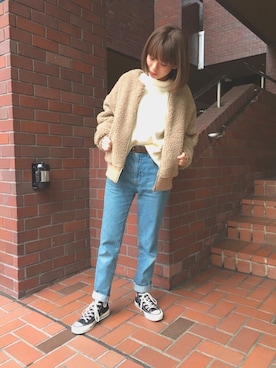 「CONVERSE TOKYO（コンバーストウキョウ）のアイテム（ノーカラージャケット）」を使った、junna☻さん（レディース・150cm）の秋コーディネート