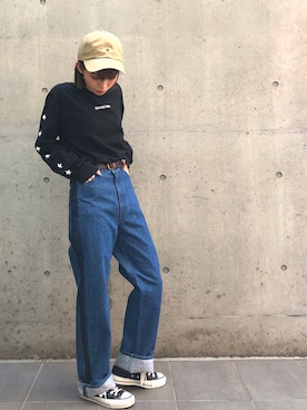 「CONVERSE TOKYO（コンバーストウキョウ）のアイテム（キャップ）」を使った、junna☻さん（レディース・150cm）の冬コーディネート