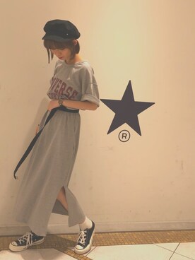 「CONVERSE TOKYO（コンバーストウキョウ）のアイテム（キャスケット）」を使った、junna☻さん（レディース・150cm）の夏コーディネート