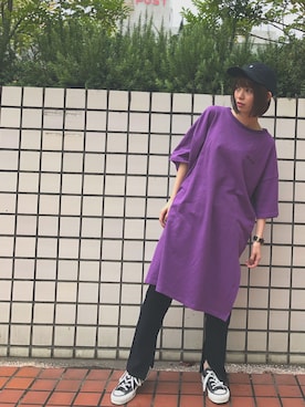 「CONVERSE TOKYO（コンバーストウキョウ）のアイテム（キャップ）」を使った、junna☻さん（レディース・150cm）の夏コーディネート