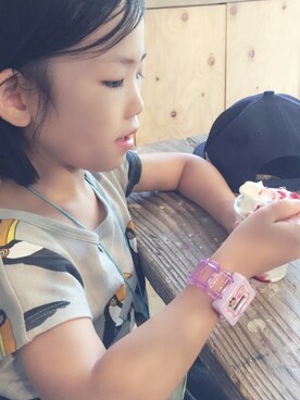 「Mini Rodini（ミニロディーニ）のアイテム（ワンピース/ドレス）」を使った、saya-changさん（キッズ・110cm）の夏コーディネート