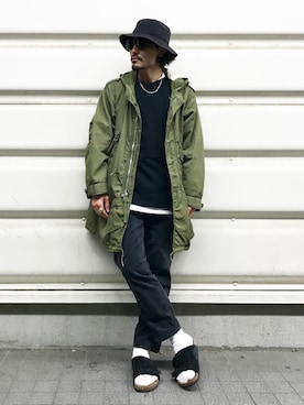 「stein」｜「アイテム（モッズコート）」を使った、YUTA KABURAGI さん（メンズ・175cm）の春コーディネート