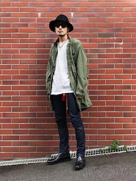 「リジッドデニム」｜「アイテム（モッズコート）」を使った、YUTA KABURAGI さん（メンズ・175cm）の秋コーディネート