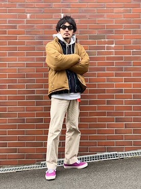 「WILD THINGS（ワイルドシングス）のアイテム（ミリタリージャケット）」を使った、YUTA KABURAGI さん（メンズ・175cm）の冬コーディネート