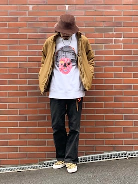 「WILD THINGS（ワイルドシングス）のアイテム（ミリタリージャケット）」を使った、YUTA KABURAGI さん（メンズ・175cm）の冬コーディネート