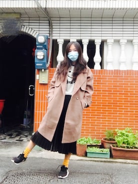 「Nike roshe run （黑底白のアイテム（シューズ、ブラック系）」を使った、PingshanWuさん（レディース）の冬コーディネート