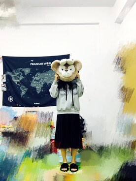 「衣學苑のアイテム（スカート、ブラック系）」を使った、PingshanWuさん（レディース）の冬コーディネート