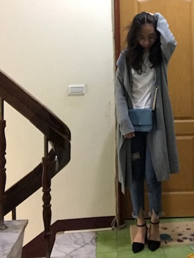 「HARU's fashionのアイテム（シューズ、ブラック系）」を使った、PingshanWuさん（レディース）の春コーディネート