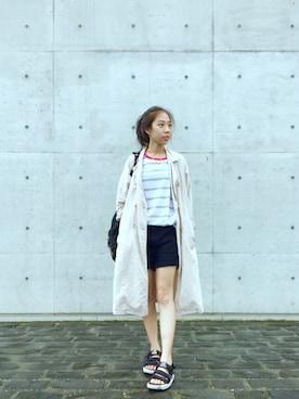 「NEW BALANCE（ニューバランス）のアイテム（サンダル、ブラック系）」を使った、PingshanWuさん（レディース）の夏コーディネート