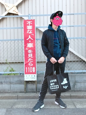 「niko and...（ニコアンド）のアイテム（MA-1）」を使った、星さん（メンズ・178cm）の秋コーディネート
