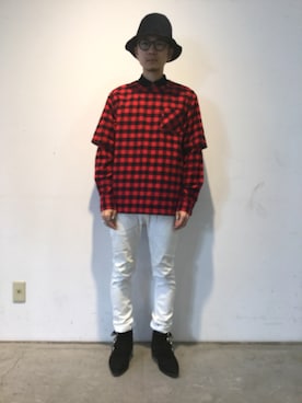 「Sacai（サカイ）のアイテム（Tシャツ/カットソー）」を使った、一政さん（メンズ・170cm）の冬コーディネート