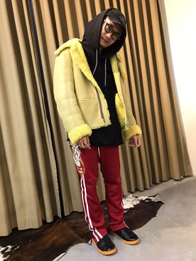 「doublet（ダブレット）のアイテム（パンツ）」を使った、一政さん（メンズ・170cm）の冬コーディネート