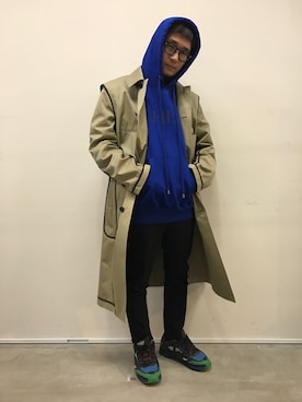 「JOHN LAWRENCE SULLIVAN（ジョンローレンスサリバン）のアイテム（ステンカラーコート）」を使った、一政さん（メンズ・170cm）の冬コーディネート