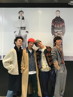 「アイテム（その他、グレー系）」を使った、一政さん（メンズ・170cm）の春コーディネート