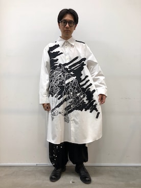 「Yohji Yamamoto（ヨウジヤマモト）のアイテム（トップス）」を使った、一政さん（メンズ・170cm）の夏コーディネート