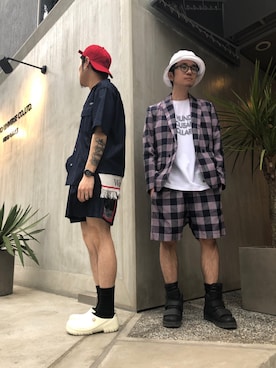 「yoshiokubo（ヨシオクボ）のアイテム」を使った、一政さん（メンズ・170cm）の春コーディネート