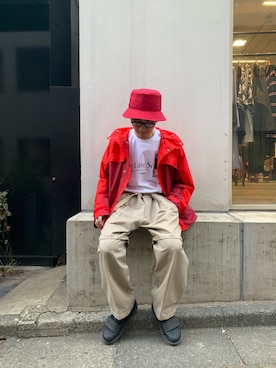 「DISCOVERED（ディスカバード）のアイテム（パンツ）」を使った、一政さん（メンズ・170cm）の春コーディネート