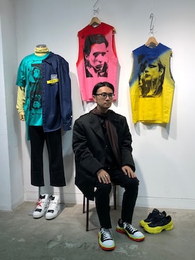 「RAF SIMONS（ラフシモンズ）のアイテム（ジャケット/アウター）」を使った、一政さん（メンズ・170cm）の春コーディネート