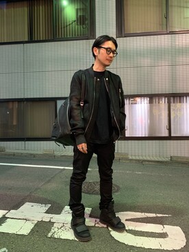 「RICK OWENS」｜「アイテム（その他）」を使った、一政さん（メンズ・170cm）の春コーディネート