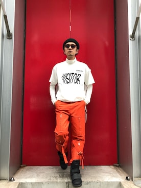 「AMBUSH（アンブッシュ）のアイテム」を使った、一政さん（メンズ・170cm）の夏コーディネート