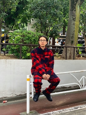 「yoshiokubo（ヨシオクボ）のアイテム」を使った、一政さん（メンズ・170cm）の夏コーディネート