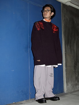 「RAF SIMONS（ラフシモンズ）のアイテム」を使った、一政さん（メンズ・170cm）の秋コーディネート