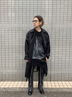「JOHN LAWRENCE SULLIVAN」｜「アイテム（トレンチコート）」を使った、一政さん（メンズ・170cm）の冬コーディネート