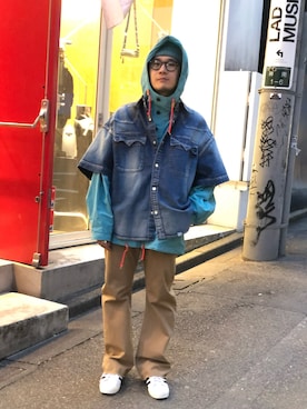 「kolor（カラー）のアイテム」を使った、一政さん（メンズ・170cm）の冬コーディネート