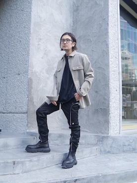 「RICK OWENS」｜「アイテム（ブルゾン）」を使った、一政さん（メンズ・170cm）の夏コーディネート