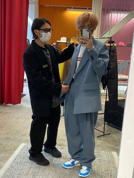 「WE11DONE（ウェルダン）のアイテム（テーラードジャケット）」を使った、一政さん（メンズ・170cm）の秋コーディネート
