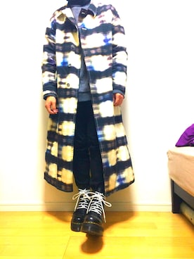 「SHINYAKOZUKA（シンヤコヅカ）のアイテム（ステンカラーコート）」を使った、Iyusさん（メンズ・165cm）の冬コーディネート