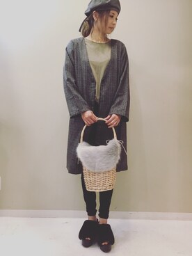 「ベレー」｜「アイテム（ノーカラージャケット）」を使った、Noriko Nakagawaさん（レディース・157cm）の秋コーディネート