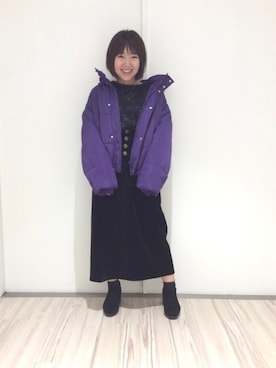 「AS KNOW AS PINKY（アズノゥアズピンキー）のアイテム（ダウンジャケット/コート）」を使った、ayaさん（レディース・152cm）の秋コーディネート