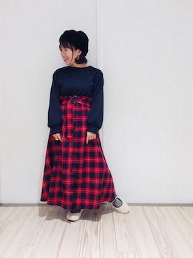 「アイテム（ワンピース/ドレス、レッド系）」を使った、ayaさん（レディース・152cm）の秋コーディネート