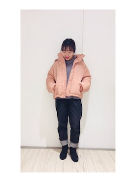 「AS KNOW AS PINKY（アズノゥアズピンキー）のアイテム（ダウンジャケット/コート）」を使った、ayaさん（レディース・152cm）の冬コーディネート