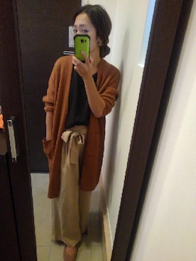 「アイテム（ピアス（片耳用）、オレンジ系）」を使った、ハルカイさん（レディース・157cm）の秋コーディネート
