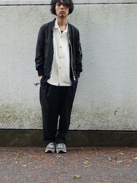 「tk.TAKEO KIKUCHI（ティーケータケオキクチ）のアイテム（MA-1）」を使った、syo16さん（メンズ・167cm）の春コーディネート