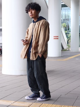 「TrAnsference - T/f （トランスファレンス）のアイテム（シューズ）」を使った、syo16さん（メンズ・167cm）の秋コーディネート