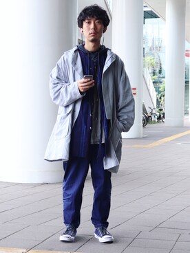 「TrAnsference - T/f （トランスファレンス）のアイテム（モッズコート）」を使った、syo16さん（メンズ・167cm）の秋コーディネート