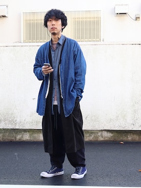 「TrAnsference - T/f （トランスファレンス）のアイテム（チェスターコート）」を使った、syo16さん（メンズ・167cm）の秋コーディネート