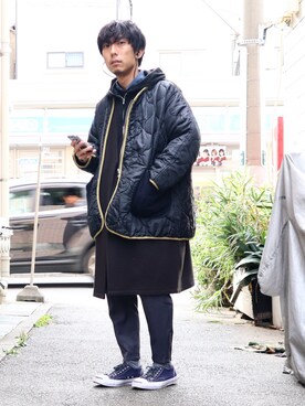 「TrAnsference - T/f （トランスファレンス）のアイテム（ダウンジャケット/コート）」を使った、syo16さん（メンズ・167cm）の冬コーディネート