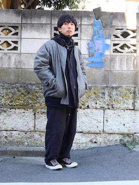 「アイテム（ブルゾン、ブルー系）」を使った、syo16さん（メンズ・167cm）の冬コーディネート