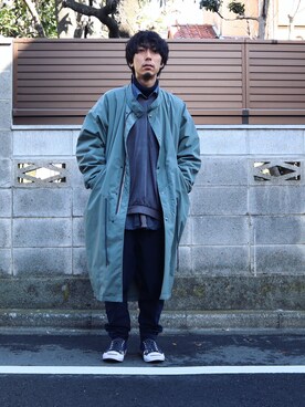 「TrAnsference - T/f （トランスファレンス）のアイテム（モッズコート）」を使った、syo16さん（メンズ・167cm）の冬コーディネート