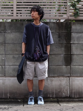 「TrAnsference - T/f （トランスファレンス）のアイテム（トップス）」を使った、syo16さん（メンズ・167cm）の夏コーディネート