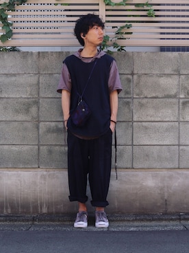 「TrAnsference - T/f （トランスファレンス）のアイテム（トップス）」を使った、syo16さん（メンズ・167cm）の夏コーディネート