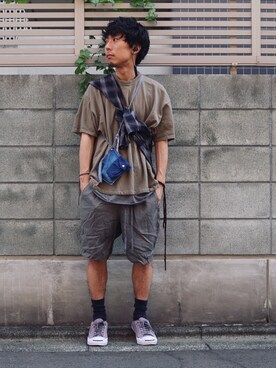 「TrAnsference - T/f （トランスファレンス）のアイテム（トップス）」を使った、syo16さん（メンズ・167cm）の夏コーディネート