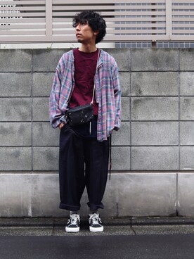 「TrAnsference - T/f （トランスファレンス）のアイテム（トップス）」を使った、syo16さん（メンズ・167cm）の夏コーディネート