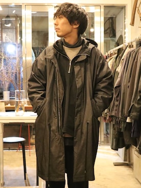 「TrAnsference - T/f （トランスファレンス）のアイテム（モッズコート）」を使った、syo16さん（メンズ・167cm）の冬コーディネート