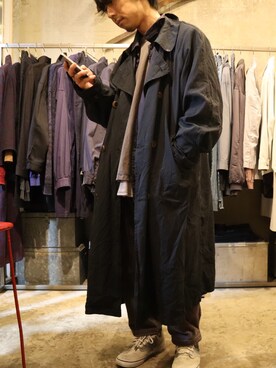 「TrAnsference - T/f （トランスファレンス）のアイテム（トレンチコート）」を使った、syo16さん（メンズ・167cm）の春コーディネート